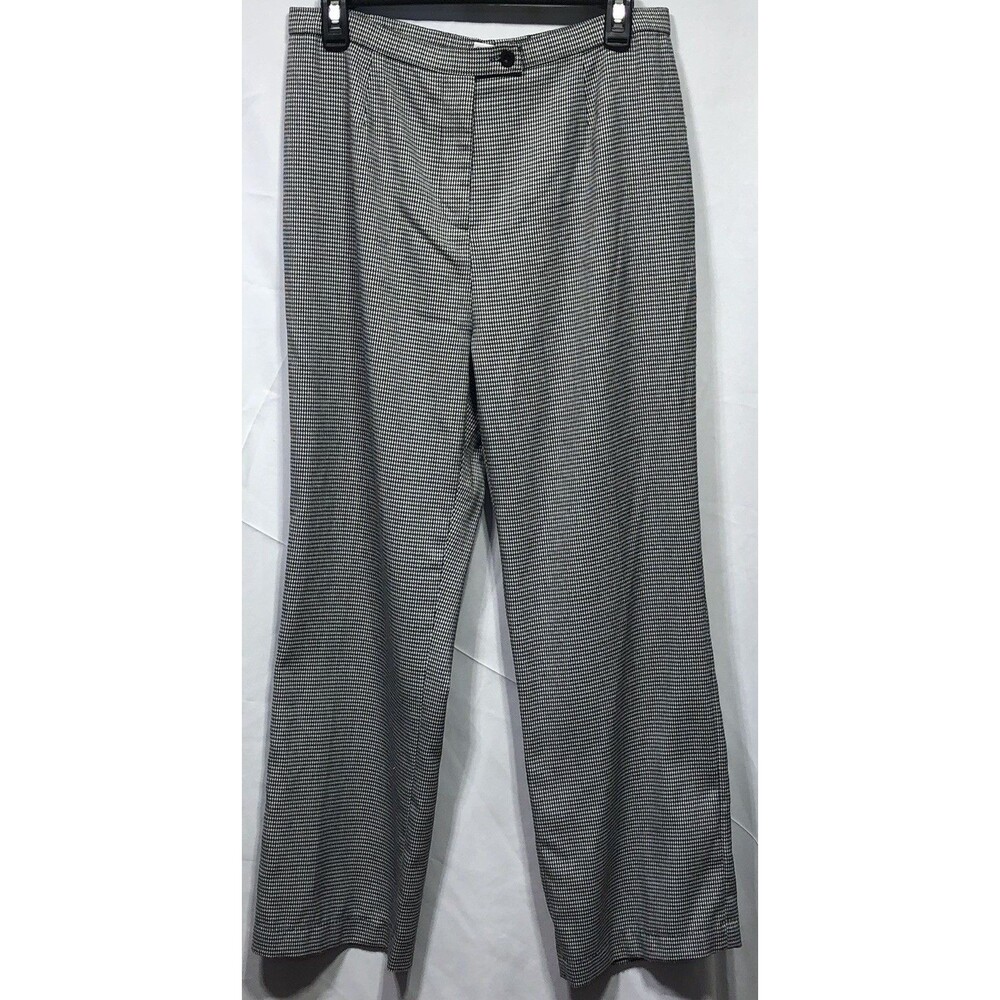 City Girl Nancy Bolen Pants Slacks 12 Blk Wht HoundsTooth 32"W28" Office Career